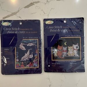 Craft Cross Stitch Embroidery  Cats and Dolphins NIP